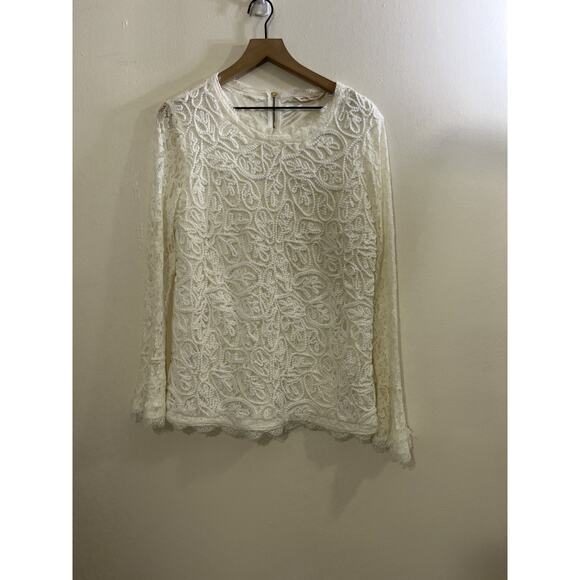 Romance Cottagecore Prairie Lace 3D Embroidery Floral Top L Regency Fairy Dainty - Picture 2 of 16